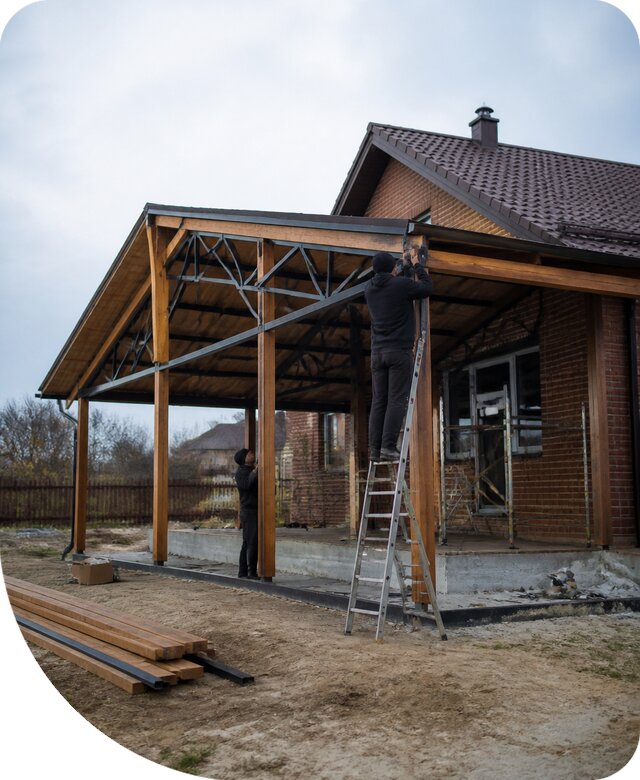 Пристройка навеса к дому и участку в Куйбышеве под ключ